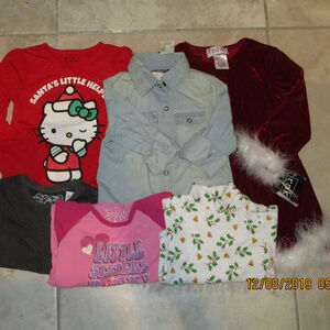 NWT 6pc Holiday Lot Santa Dress & Tops 4T